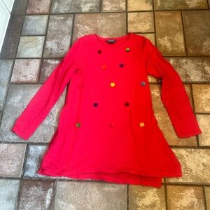 Lands' End pink Kids Long Sleeve dress with Multicolored Dots
